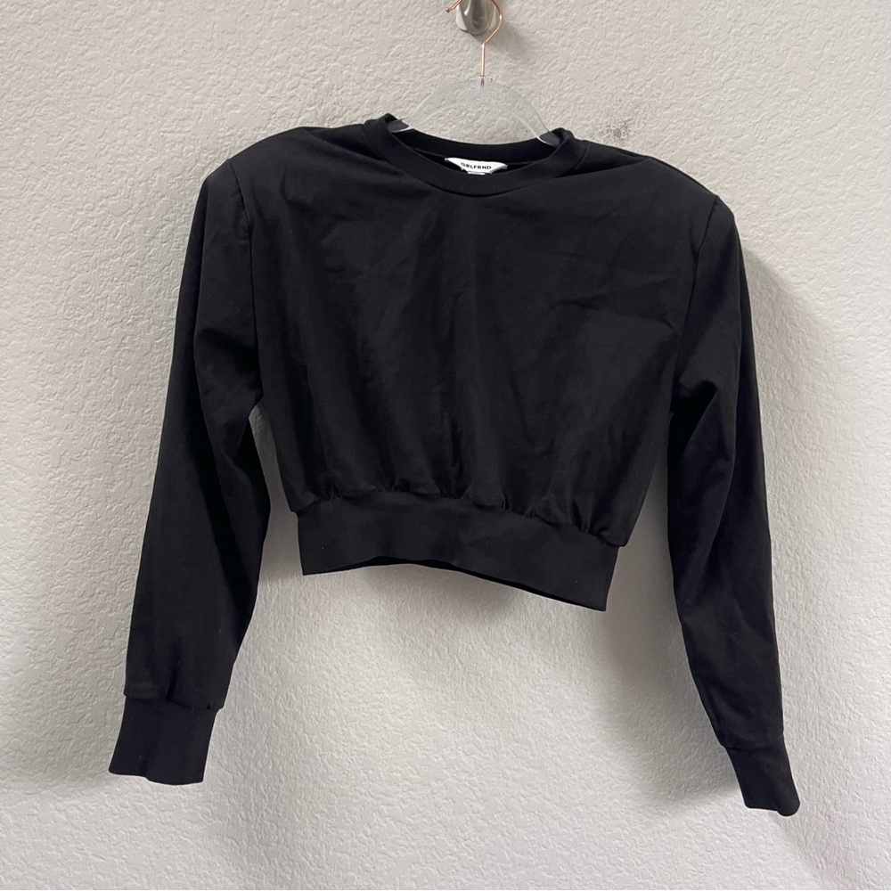 GRLFRND Revolve Black Crewneck Cropped Sweatshirt Pullover Size Medium
